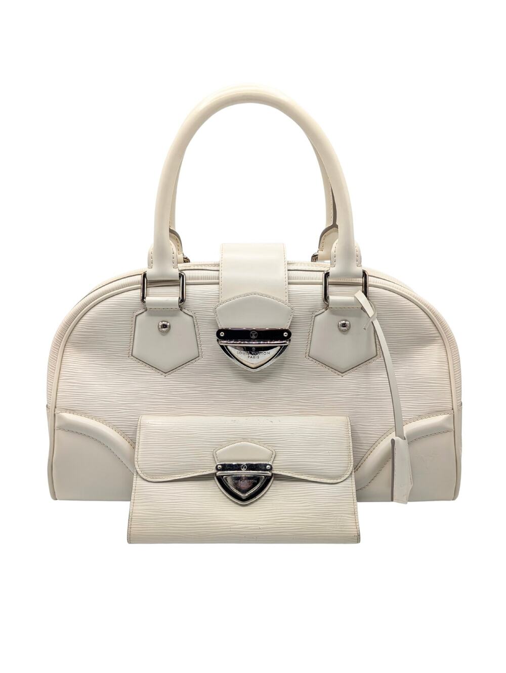 Louis Vuitton Cream Epi Leather Montaigne Bowler Handbag & Eugenie Wallet